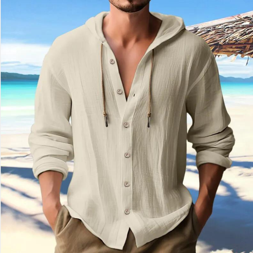 Men's Long Sleeve Hooded Shirt – Comfortable & Stylish