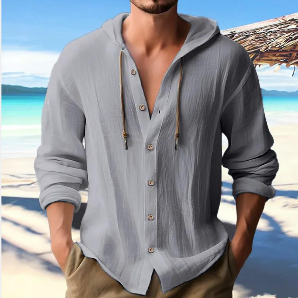 Men's Long Sleeve Hooded Shirt – Comfortable & Stylish