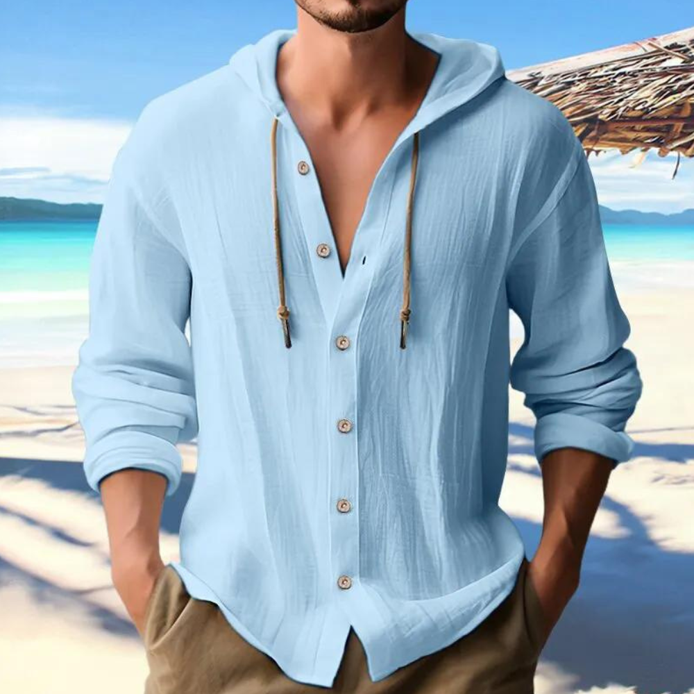 Men's Long Sleeve Hooded Shirt – Comfortable & Stylish