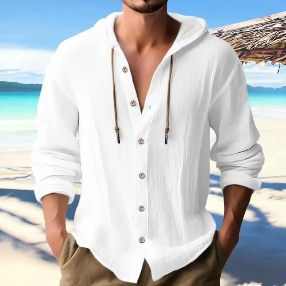 Men's Long Sleeve Hooded Shirt – Comfortable & Stylish