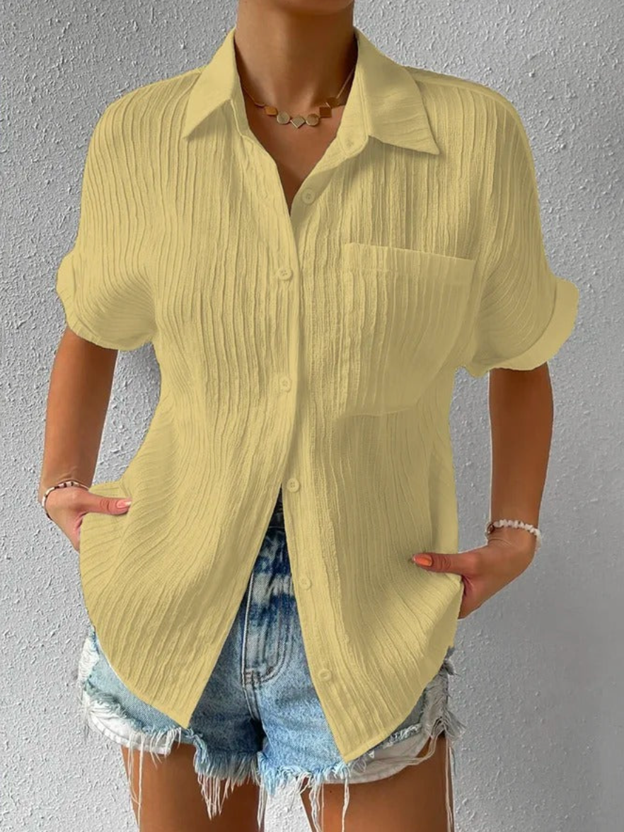 Casual Loose-Fit Summer Shirt in Hazel Color