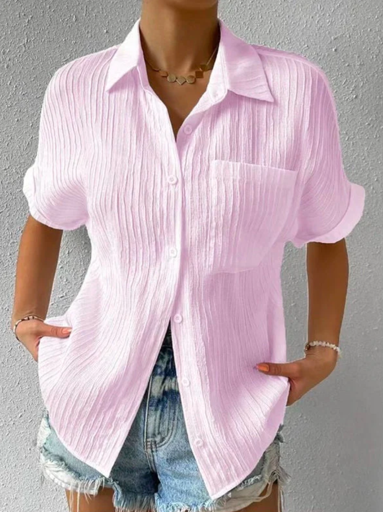 Casual Loose-Fit Summer Shirt in Hazel Color