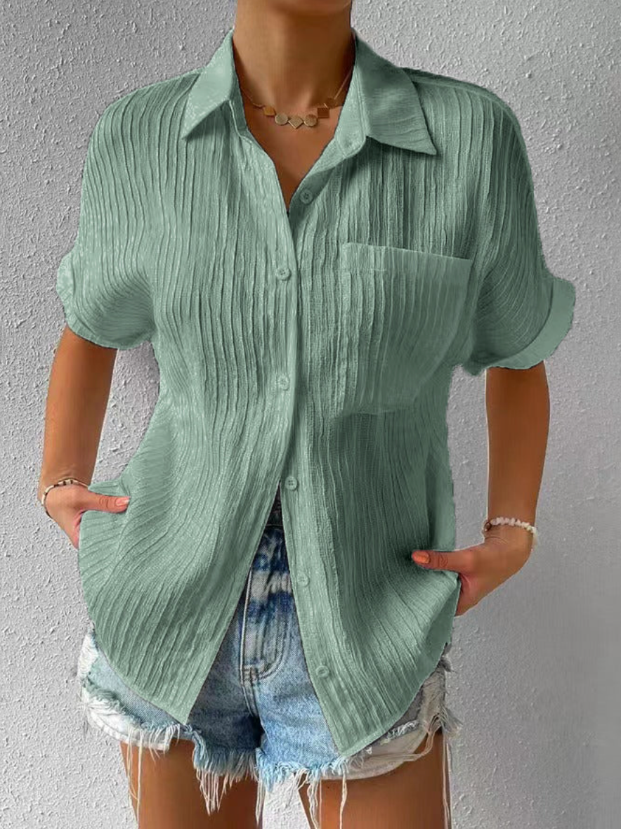 Casual Loose-Fit Summer Shirt in Hazel Color