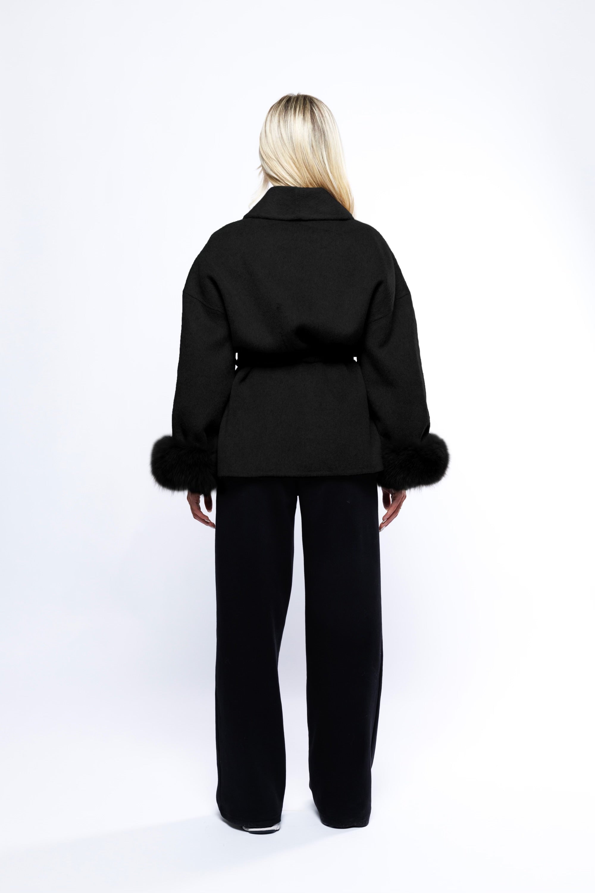 Northglow Belted Coat with Faux Fur Cuffs