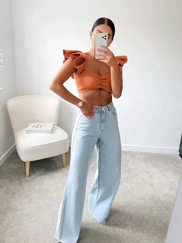 High-Waisted Wide Leg Straight Fit Jeans for All-Day Comfort
