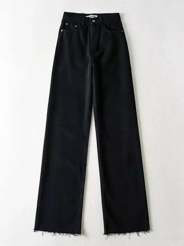 High-Waisted Wide Leg Straight Fit Jeans for All-Day Comfort