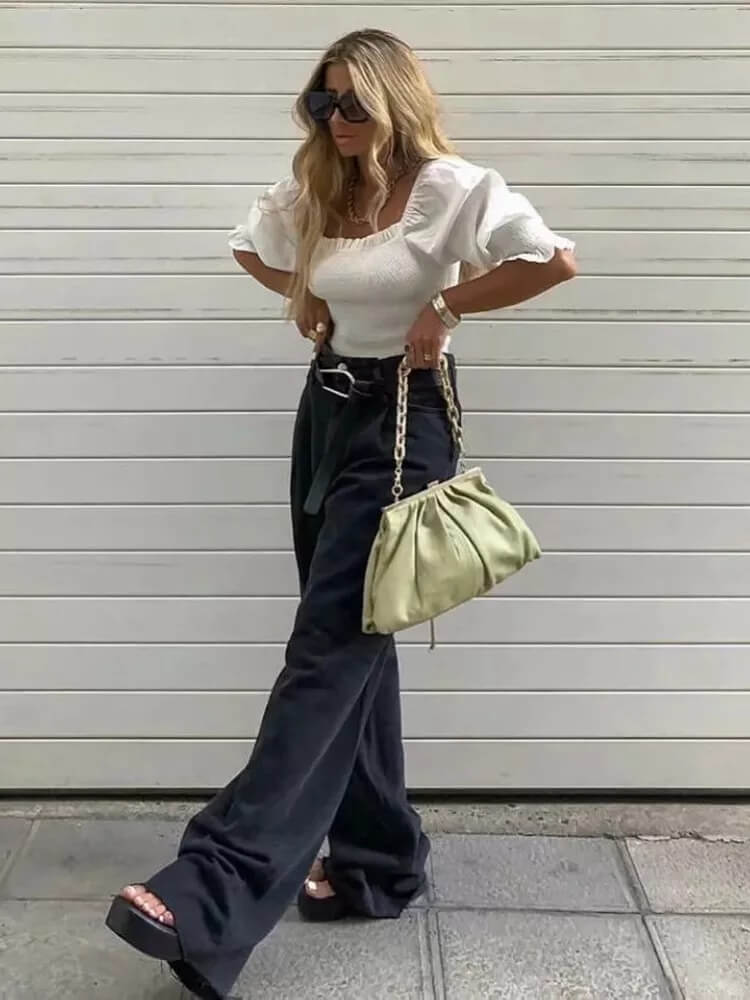 High-Waisted Wide Leg Straight Fit Jeans for All-Day Comfort