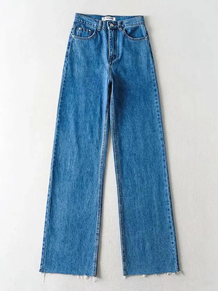 High-Waisted Wide Leg Straight Fit Jeans for All-Day Comfort