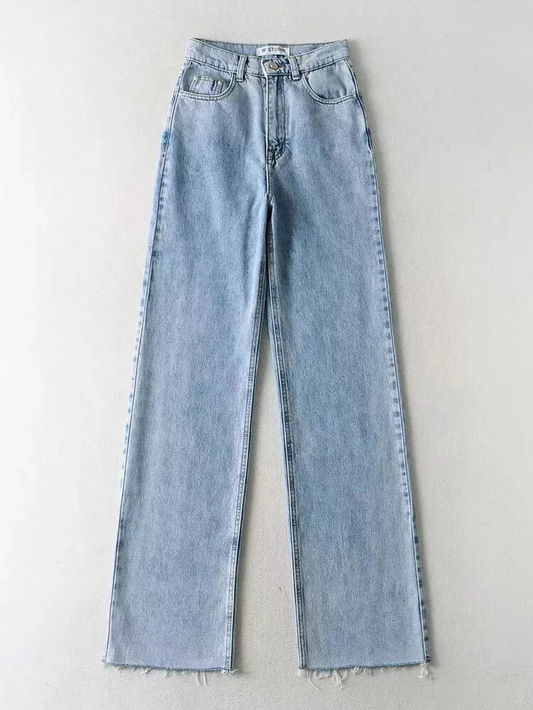 High-Waisted Wide Leg Straight Fit Jeans for All-Day Comfort