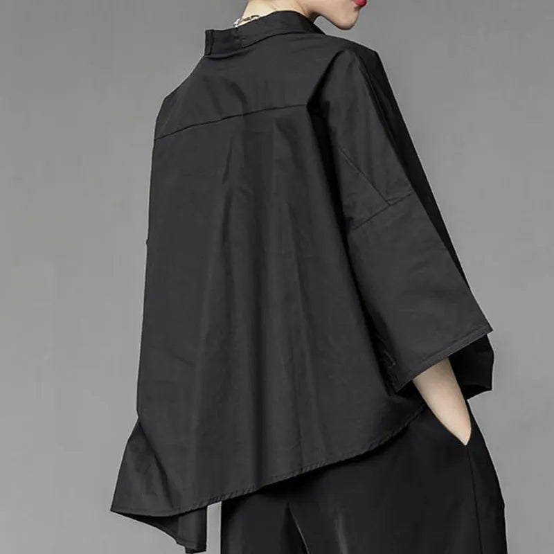 Asymmetrical Flared Sleeve Shirt in Stylish Design