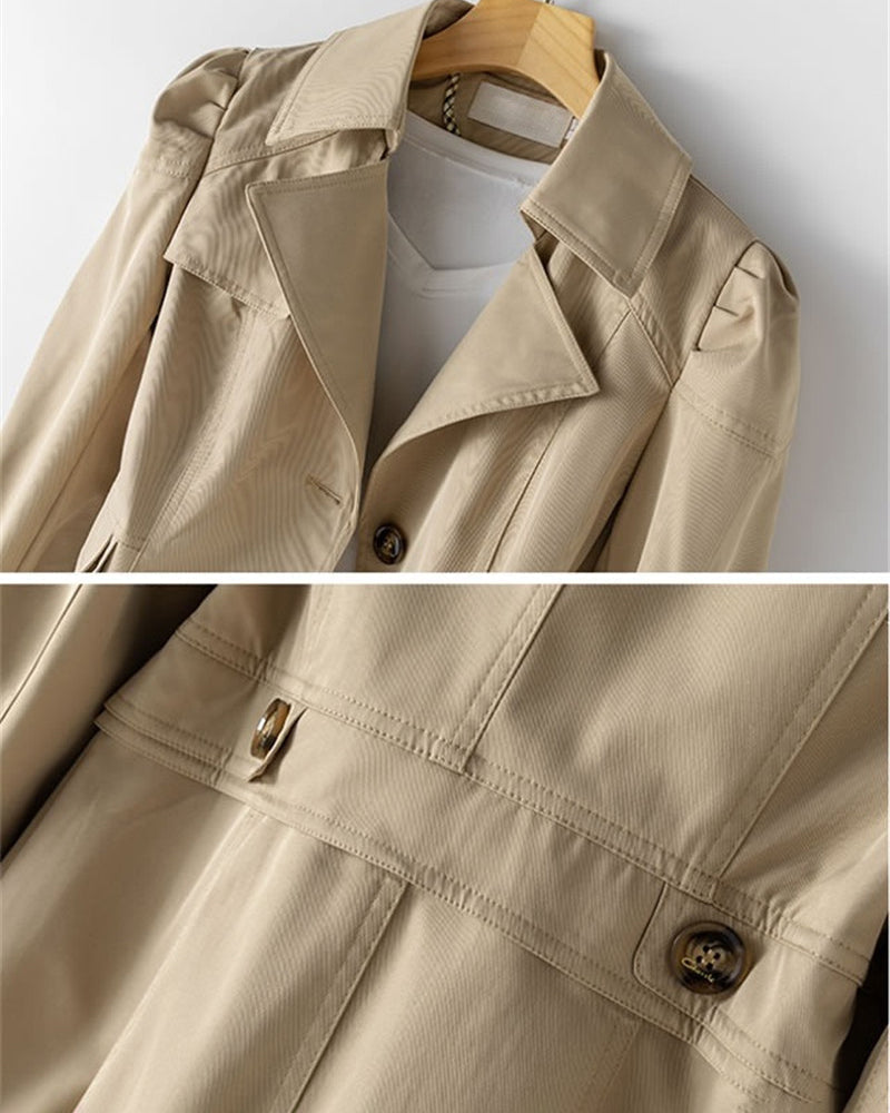 Gabardine Midi Coat with Breeze Design
