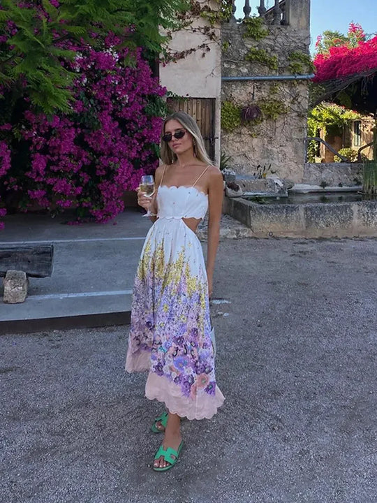 Floral Halter Neck Dress for Elegant Occasions