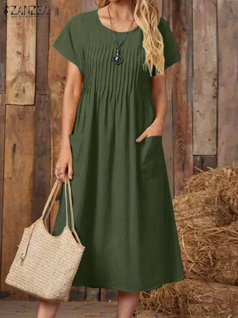 Abigail Vintage-Inspired Midi Dress with Elegant Floral Design