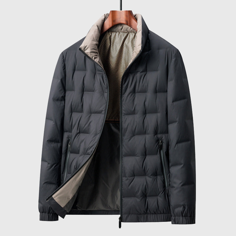 Quilted Puffer Jacket With High Collar, Full Zip