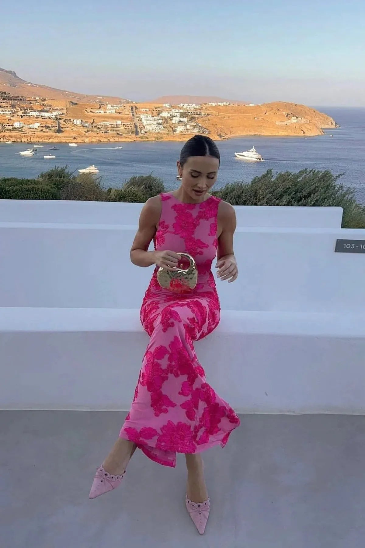 Floral Embroidered Sleeveless Maxi Dress for Women