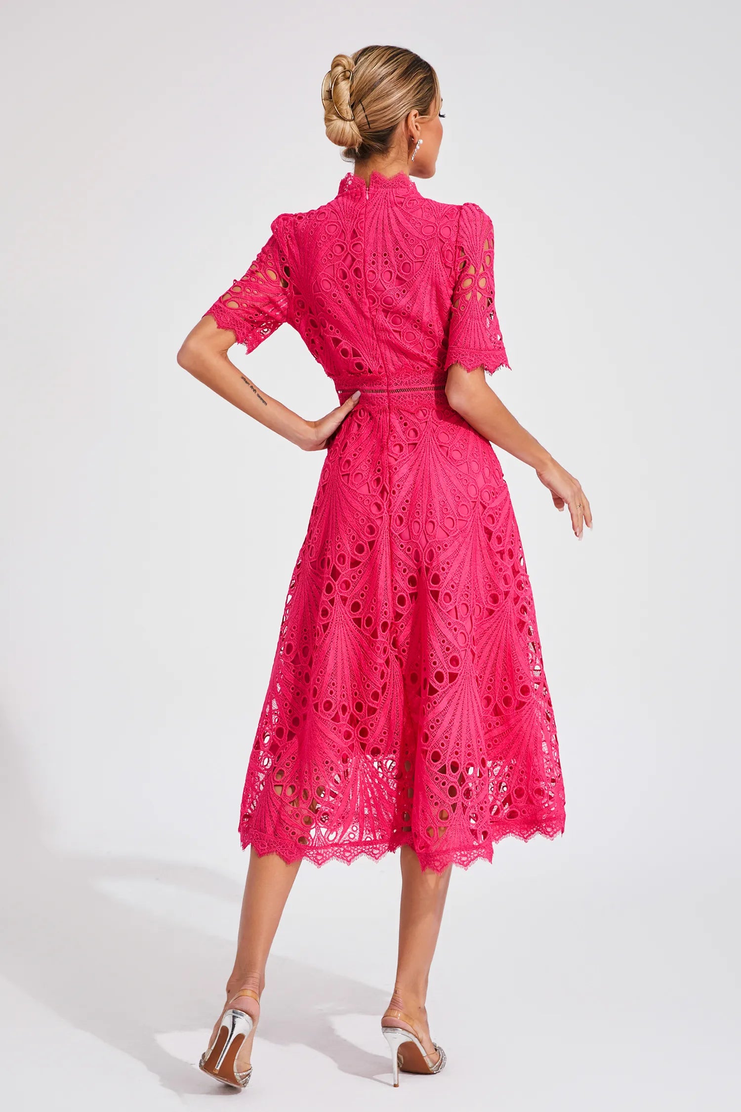 Elegant Lace Midi Dress for Women – Classic Stylish Design