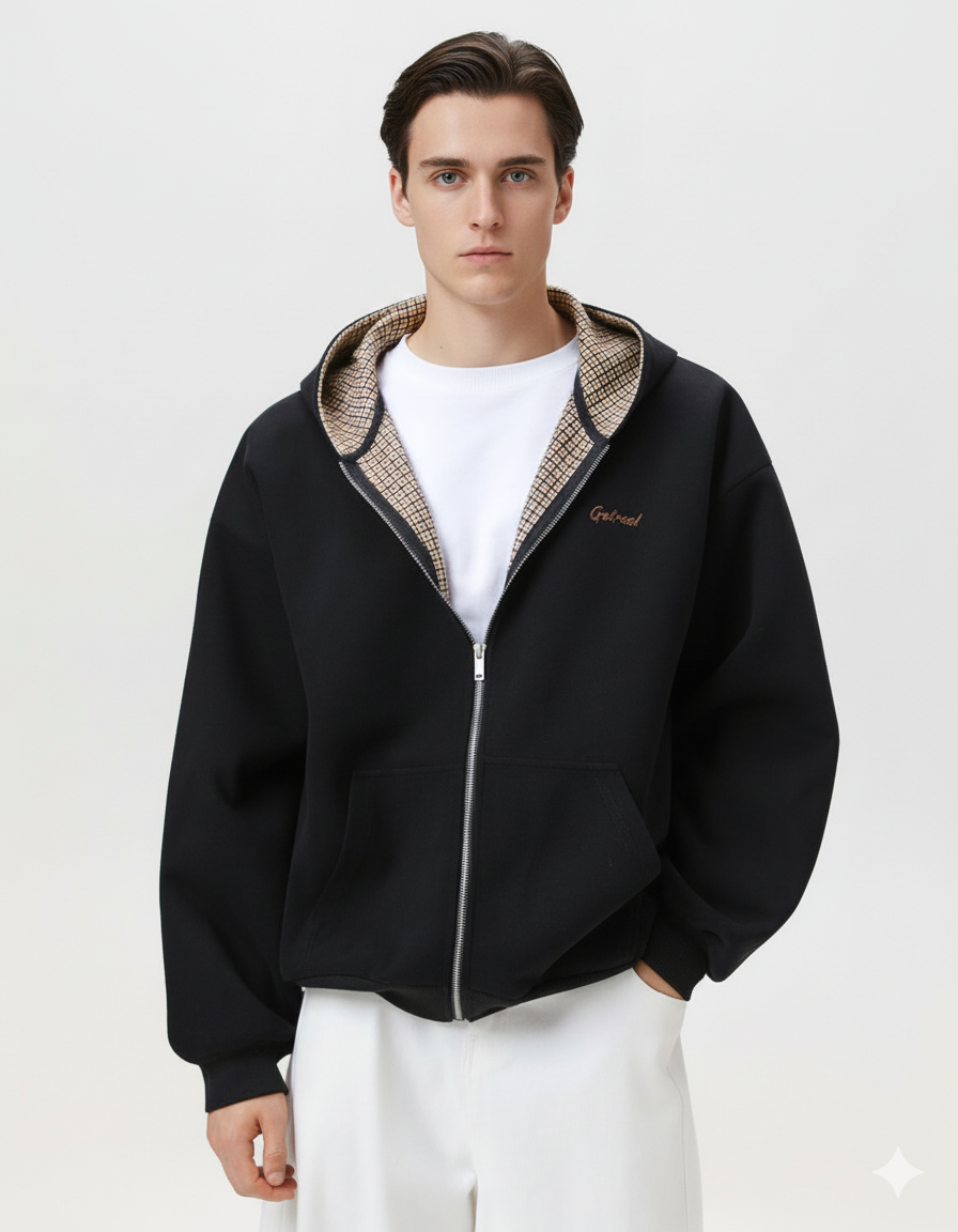 Men’s Get Real Checked Lined Zip Hoodie