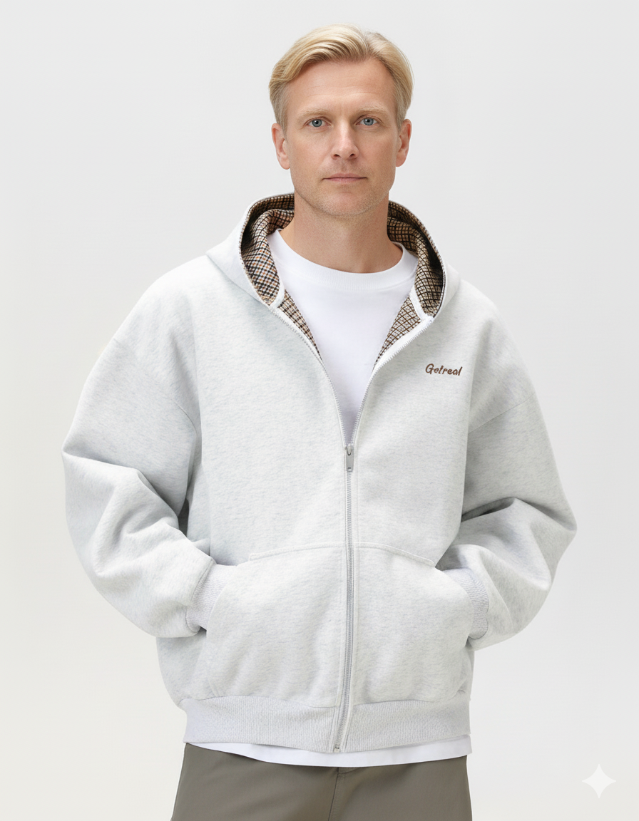 Men’s Get Real Checked Lined Zip Hoodie