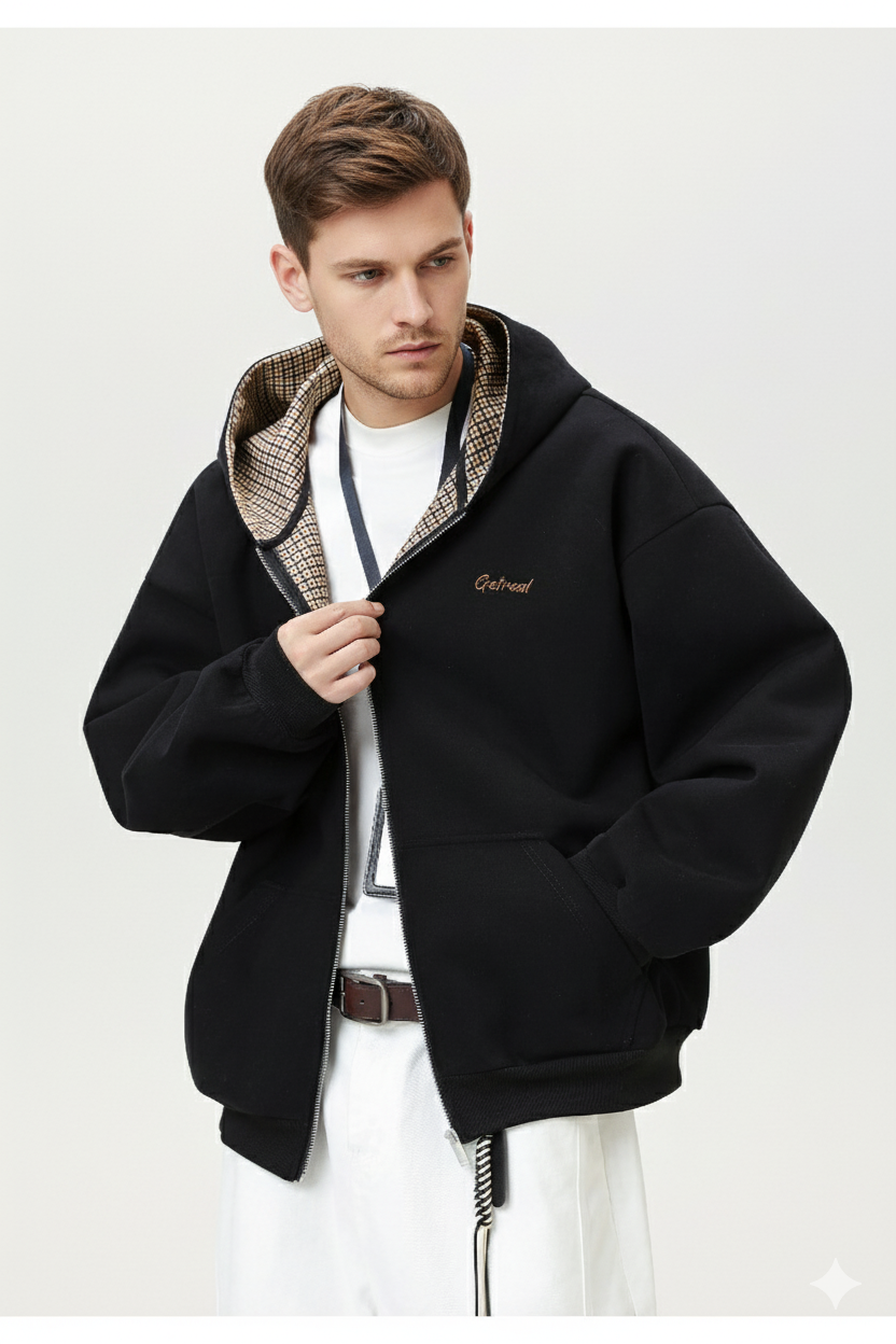 Men’s Get Real Checked Lined Zip Hoodie