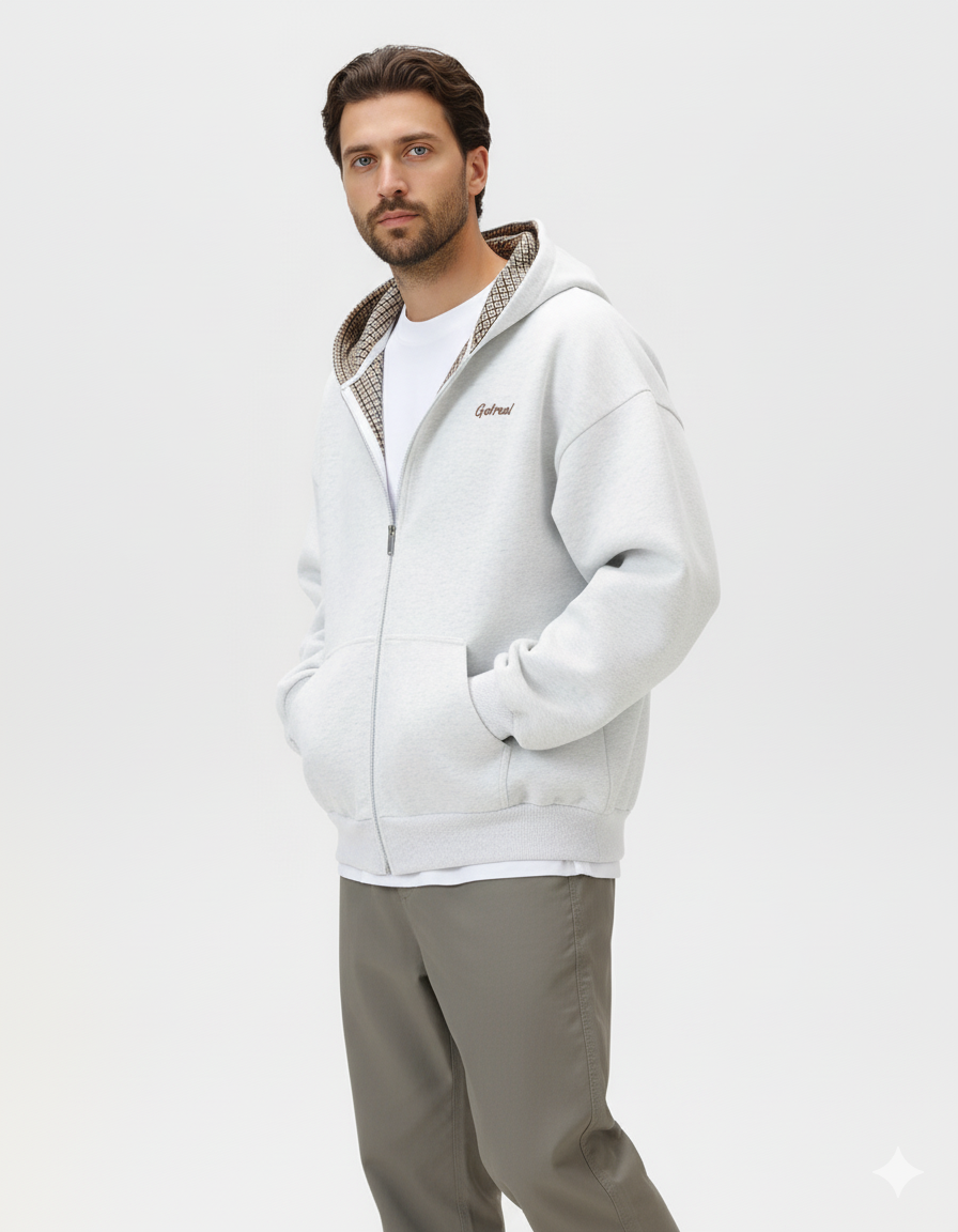 Men’s Get Real Checked Lined Zip Hoodie