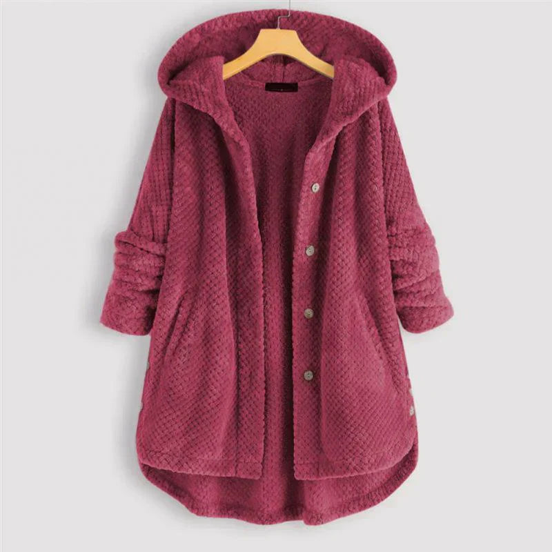 Chic Ribbed Coat with Elegant Hood