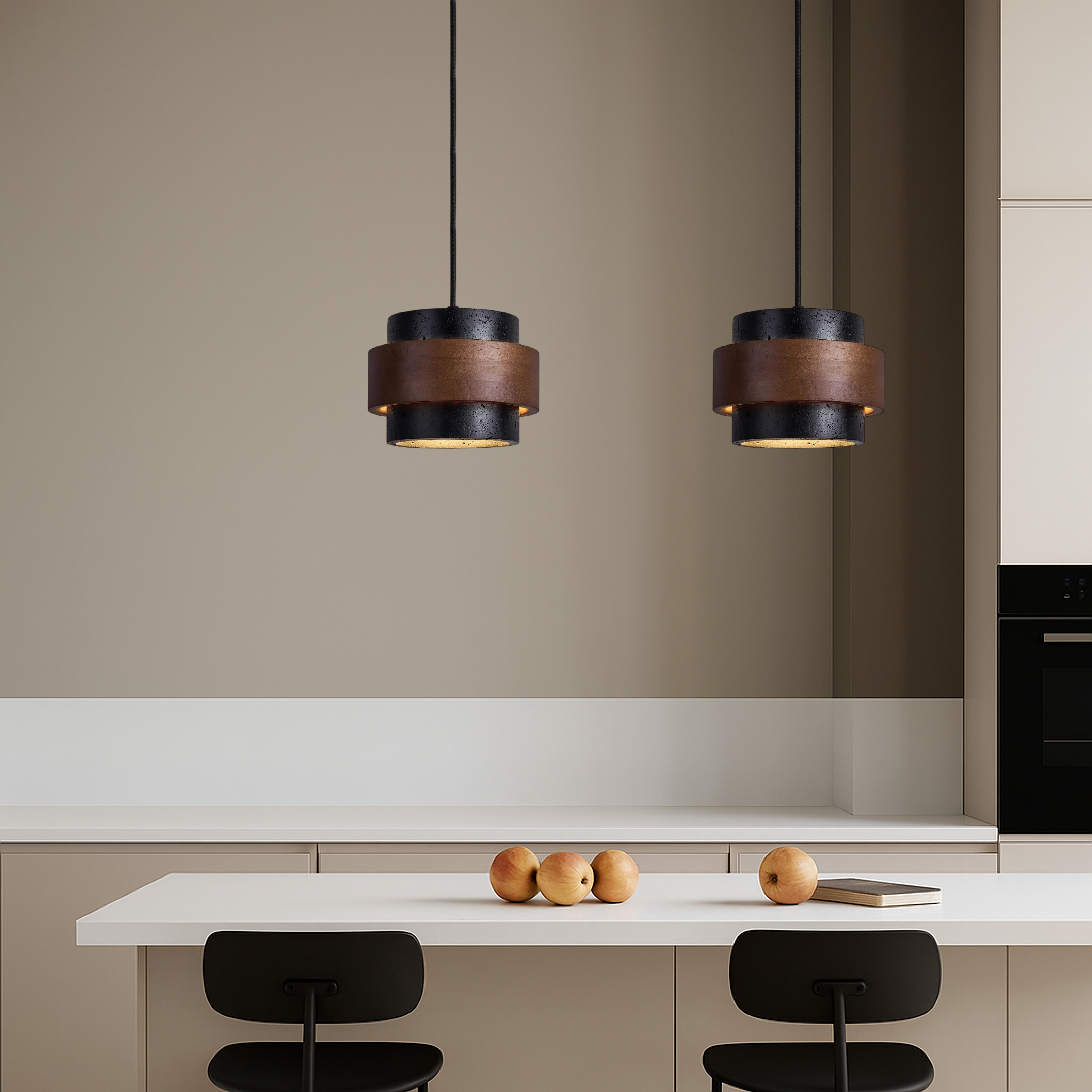 Black Travertine Pendant Light Fixture