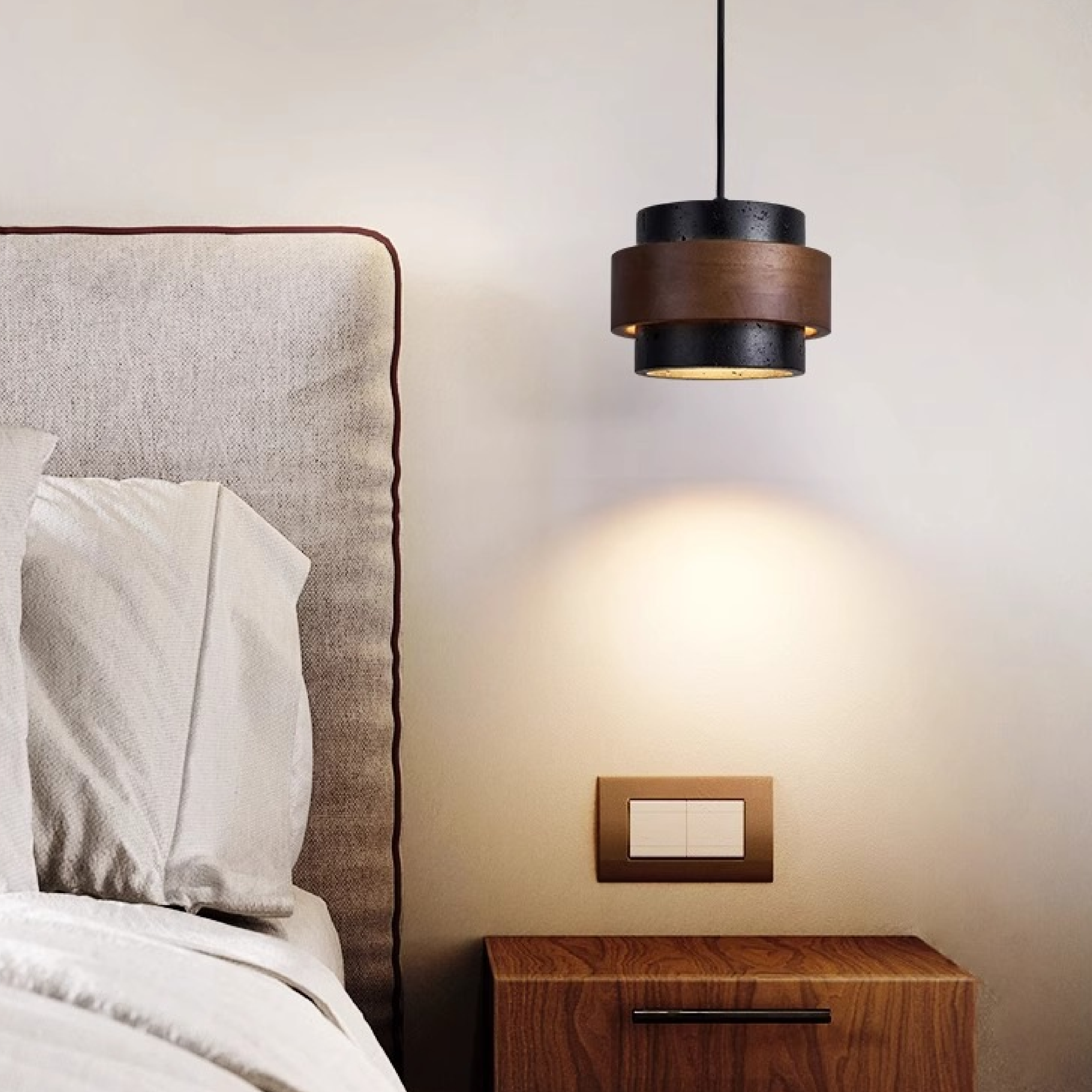 Black Travertine Pendant Light Fixture