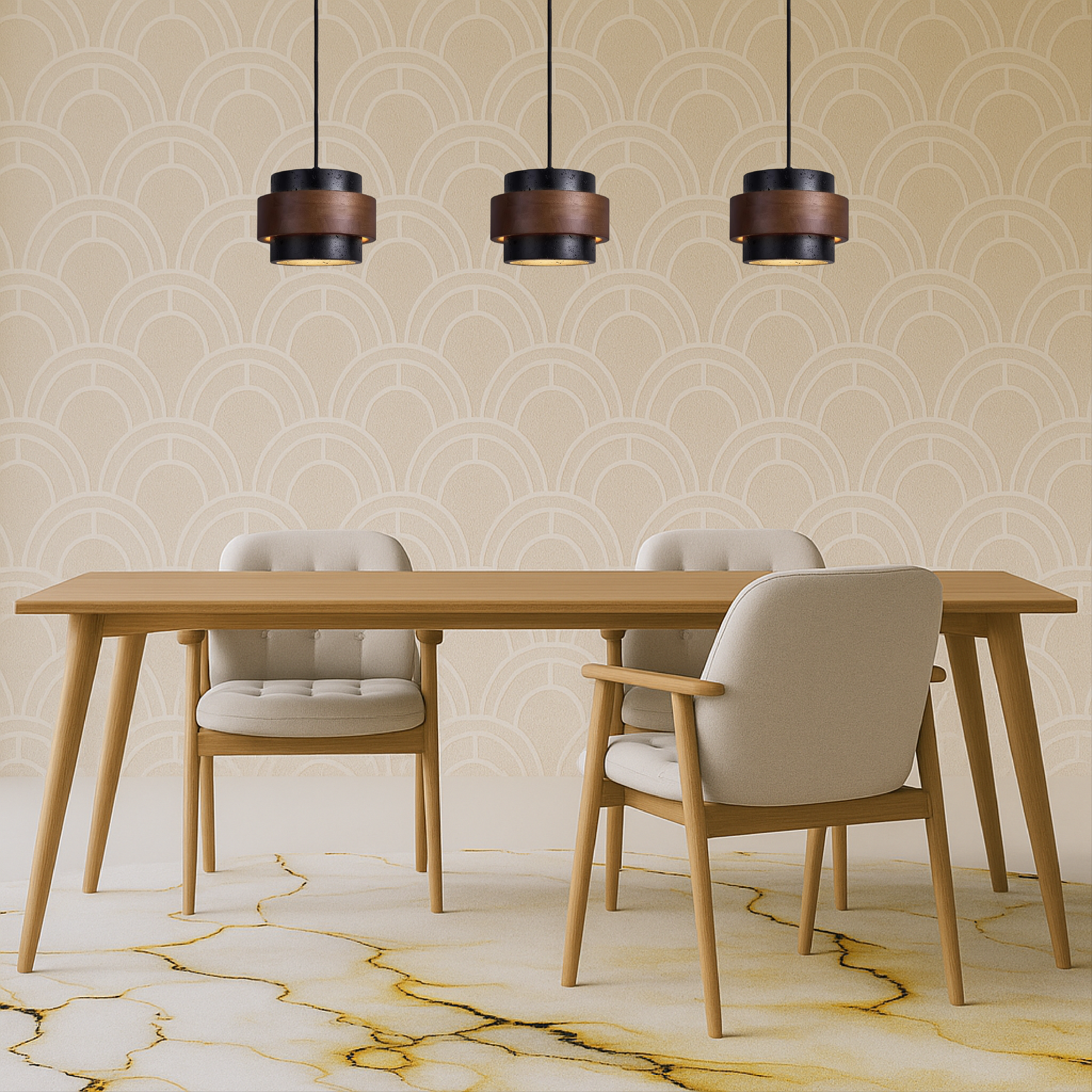 Black Travertine Pendant Light Fixture