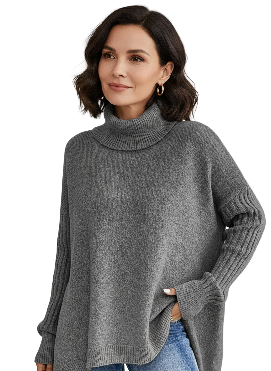 Women's Elegant Long Turtleneck Knit Sweater