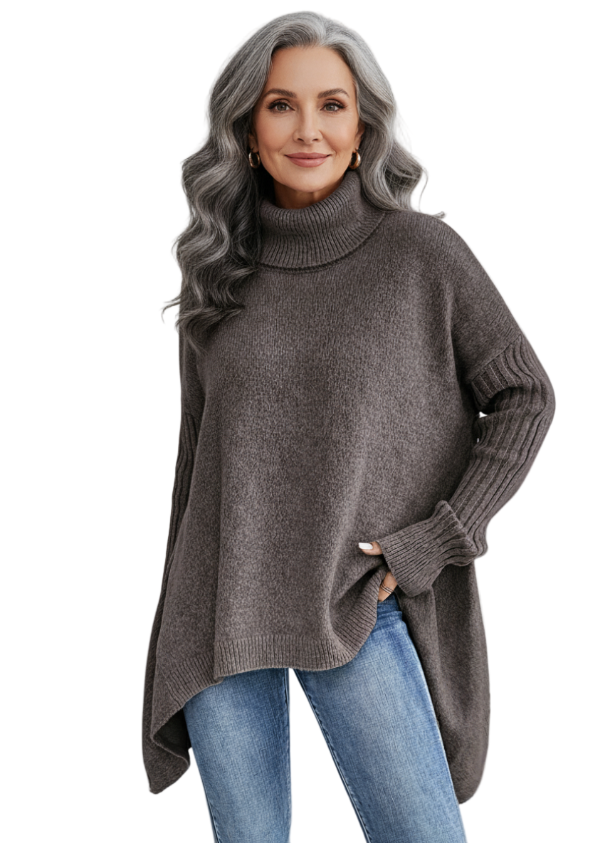 Women's Elegant Long Turtleneck Knit Sweater