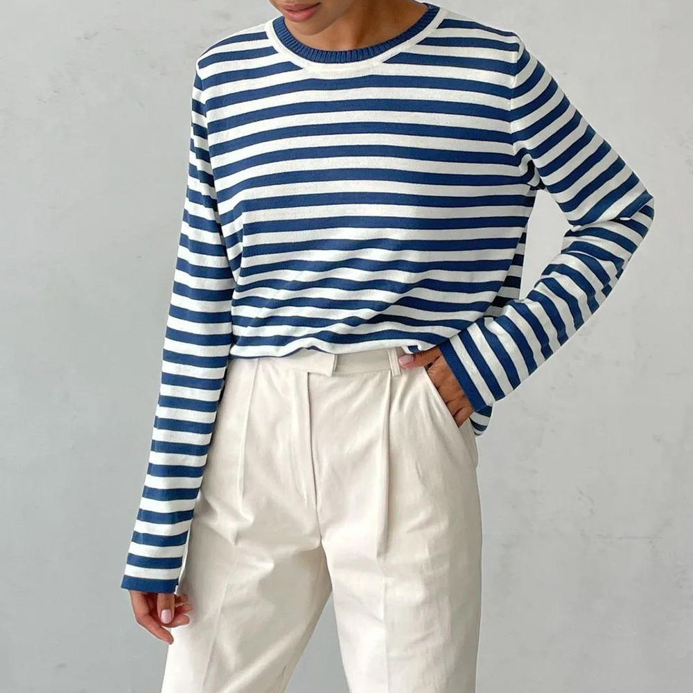 Women's Striped Long Sleeve Top for Everyday Wear