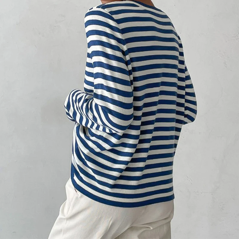 Women's Striped Long Sleeve Top for Everyday Wear