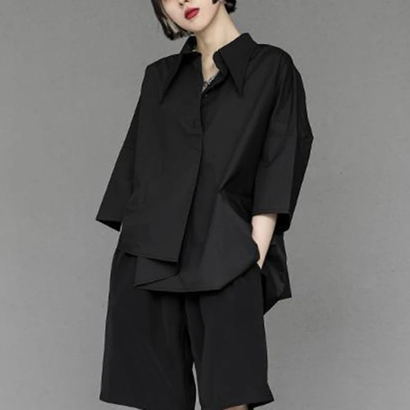 Asymmetrical Flared Sleeve Shirt in Stylish Design