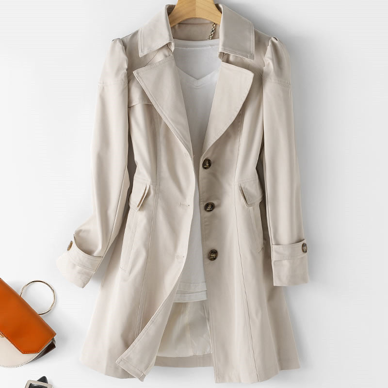 Gabardine Midi Coat with Breeze Design