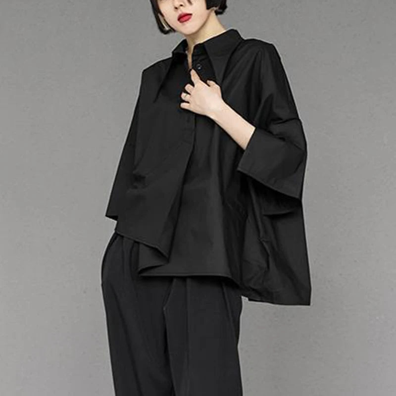 Asymmetrical Flared Sleeve Shirt in Stylish Design