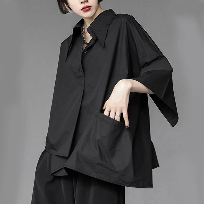Asymmetrical Flared Sleeve Shirt in Stylish Design