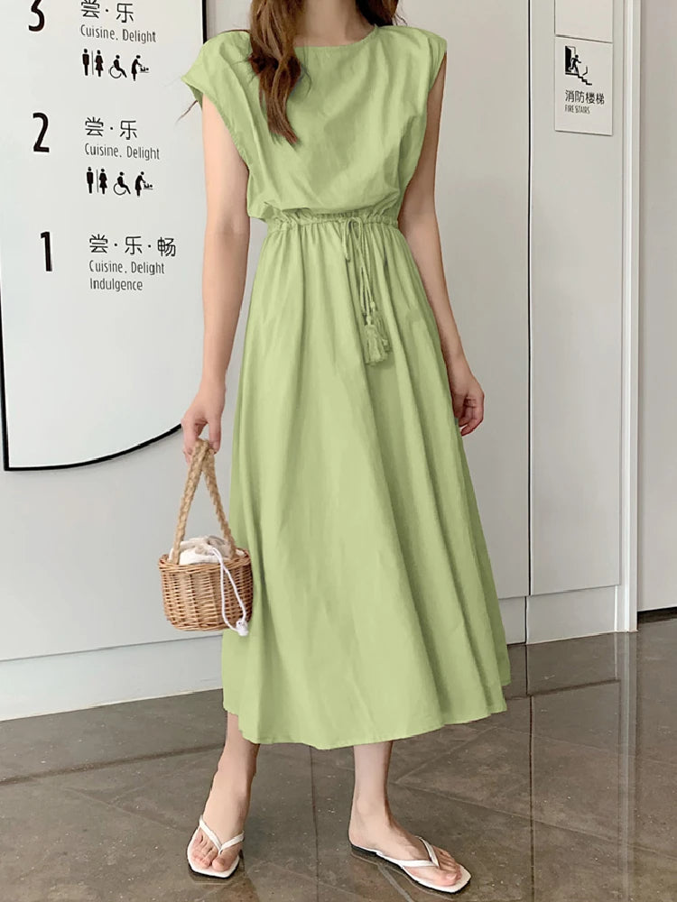 Tassel Tie Midi Dress for Effortless Style and Comfort