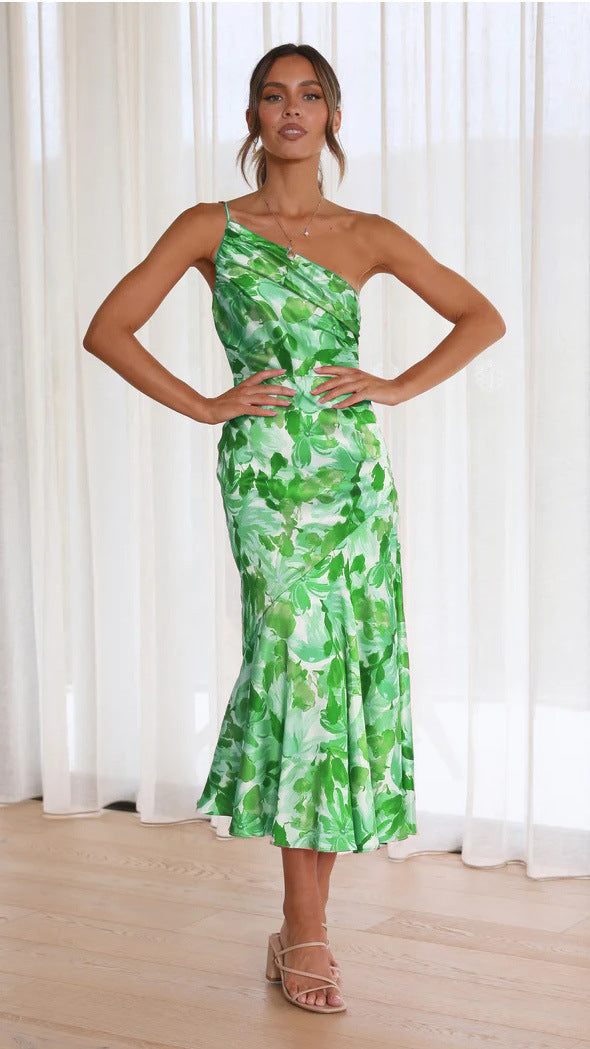 One-Shoulder Floral Dress for Women - Elegant Summer Style