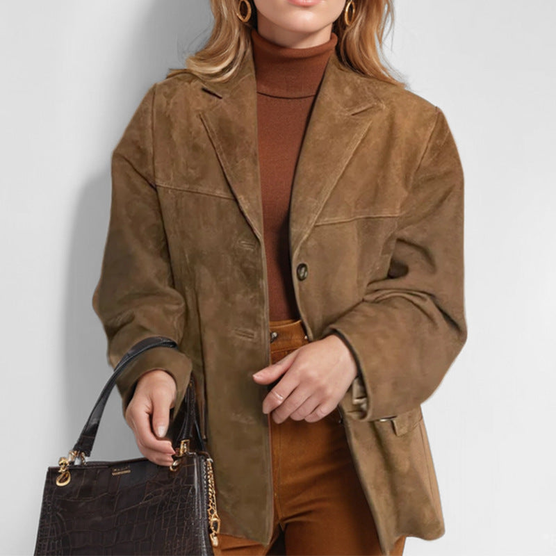 Women’s Suede Oversized Blazer Jacket