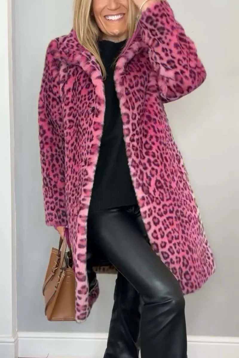 Elegant Leopard Print Winter Coat for Women