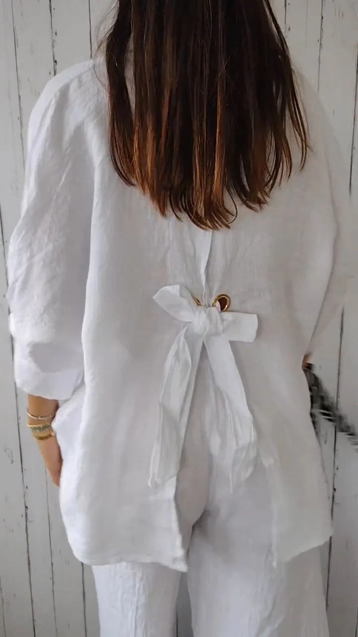 Cotton Top with Back Tie Detail