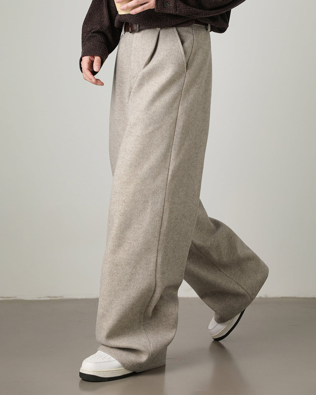 Men’s Wool-Blend Wide-Leg Trousers