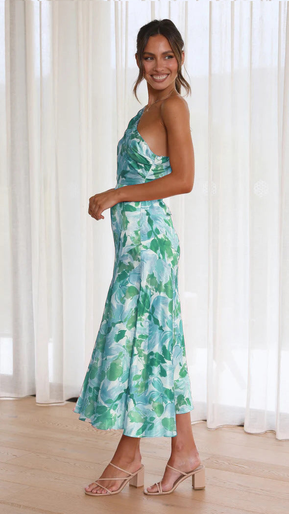 One-Shoulder Floral Dress for Women - Elegant Summer Style