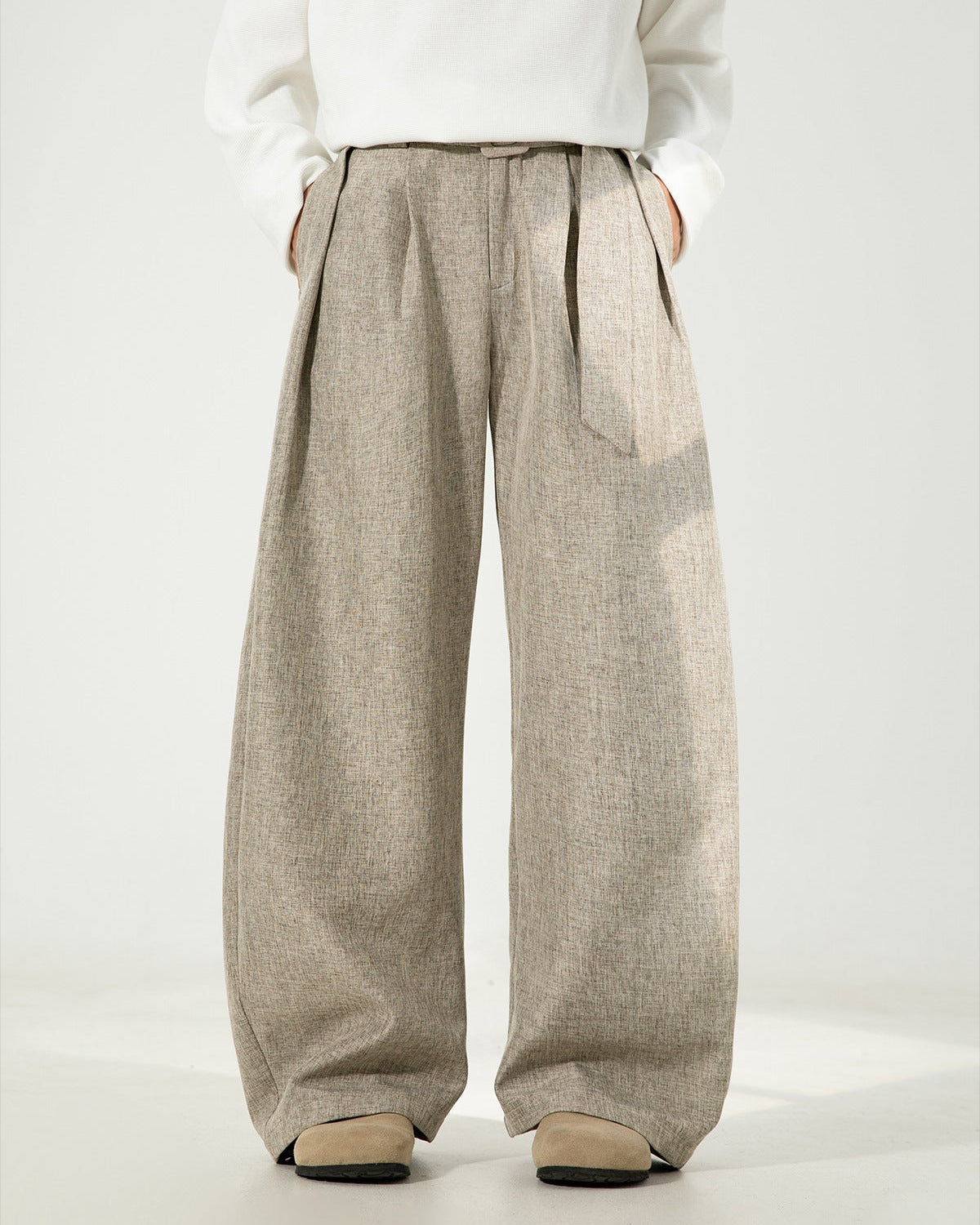 Men’s Wool-Blend Wide-Leg Trousers
