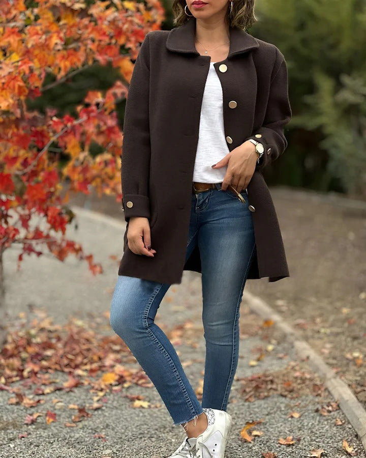 Women's Oversized Wool-Blended Coat - Classic Longline Winter Outerwear