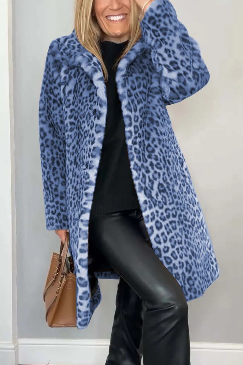 Elegant Leopard Print Winter Coat for Women