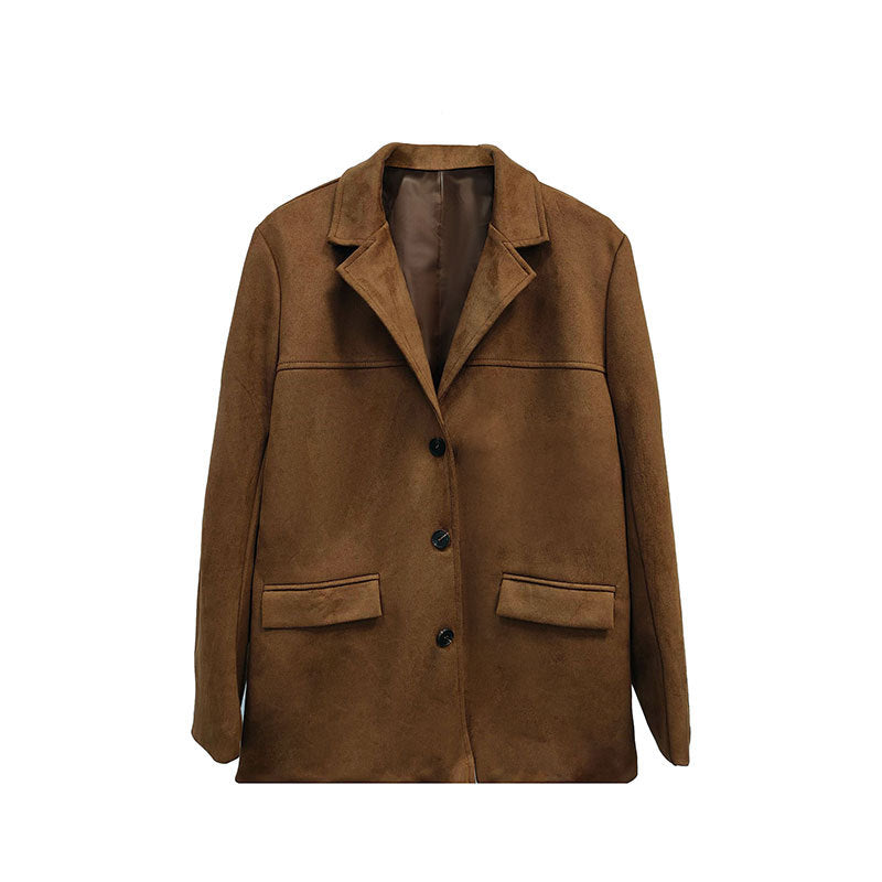 Women’s Suede Oversized Blazer Jacket