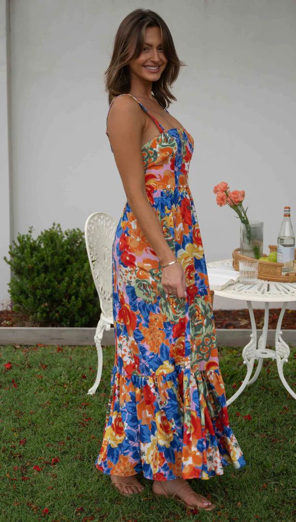 Floral Print Square Neck Maxi Dress for Effortless Style