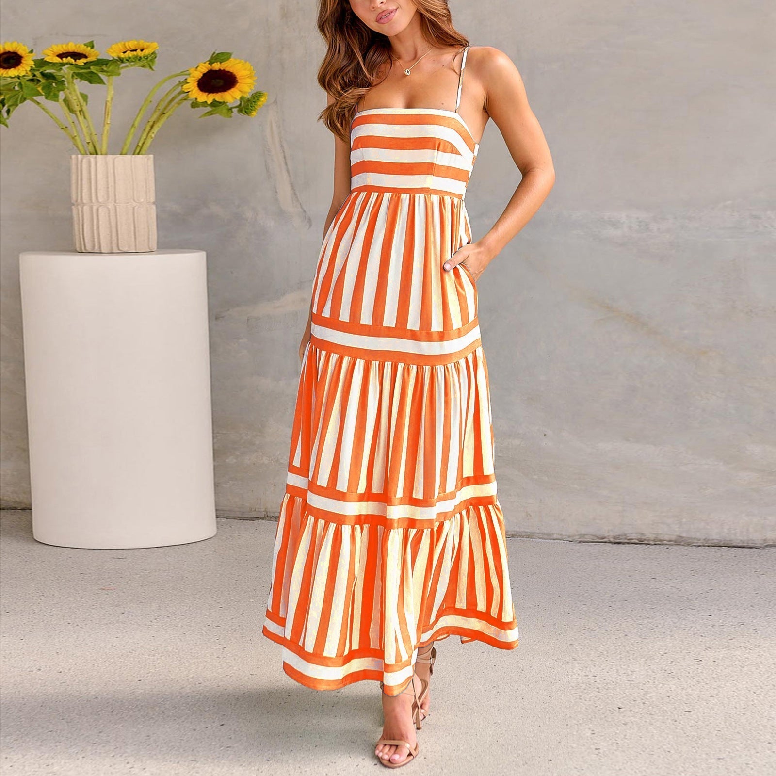 Colour Block Maxi Dress with Flattering Silhouette