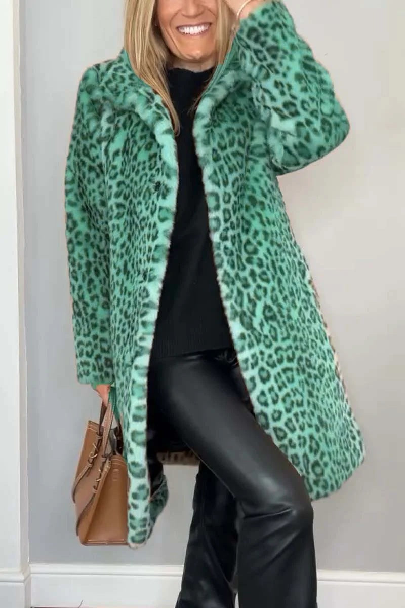 Elegant Leopard Print Winter Coat for Women